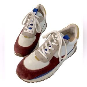 Madewell Kickoff Trainer Sneakers in Color Block Leather and Suede Size 8